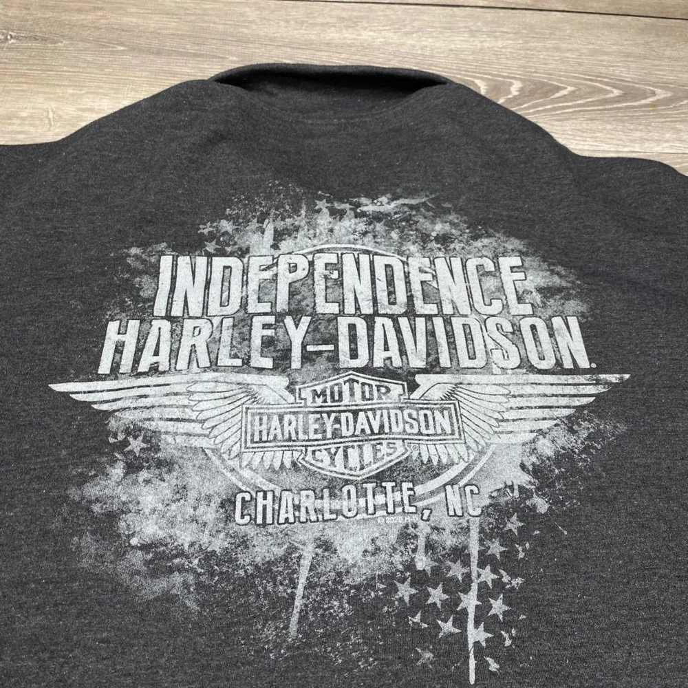 Harley-Davidson‎ Full Zip Sweatshirt Mens 2XL Fleece Grey Independence Charlotte